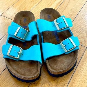 NWOT Birkenstock Arizona Suede Two-Strap Sandal | Women’s Size 38 | Teal Color
